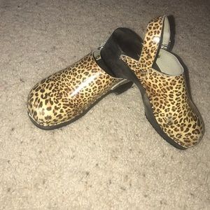 Kids size 13 cheetah print clogs